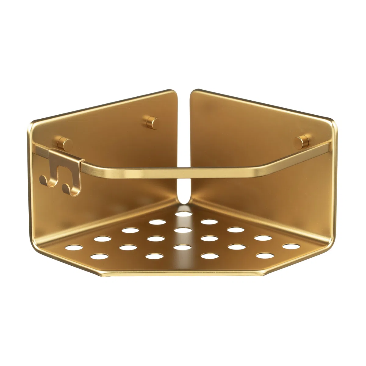TATAY Mensola Bagno Senza Foratura Mensola Doccia Angolare in Alluminio | Include Viti e Sistema di Fissaggio Quick Fix | Resistente all’Umidità | Moderno | 20 x 12 x 20 cm – Modello Serenity – Oro