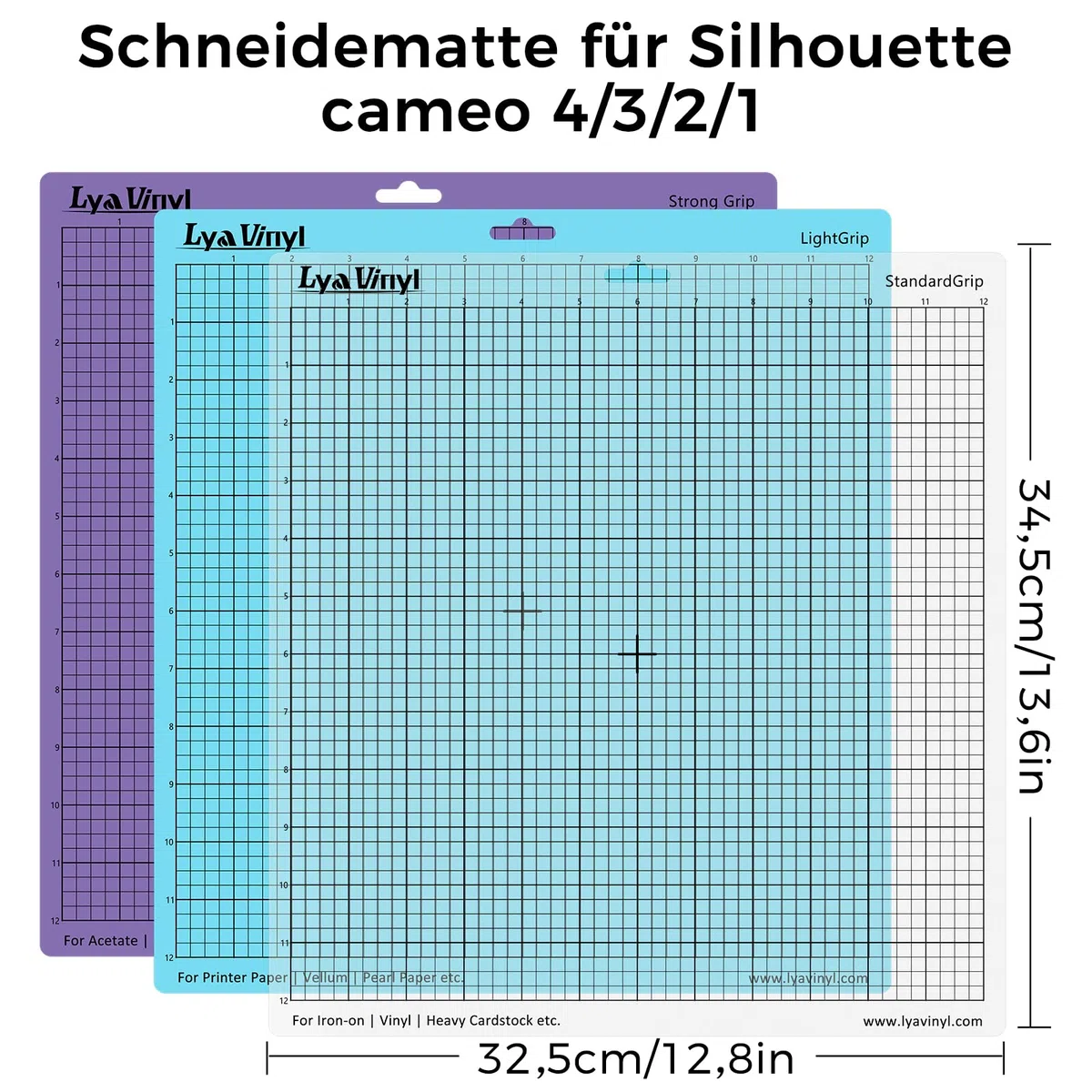 3 pezzi Tappetino Da Taglio per Silhouette Cameo 5/4/3/2/1(30,5X30,5CM) tappetino da taglio di ricambio quadrato, grigliato, autoadesivo tappetino,plotter da taglio accessories