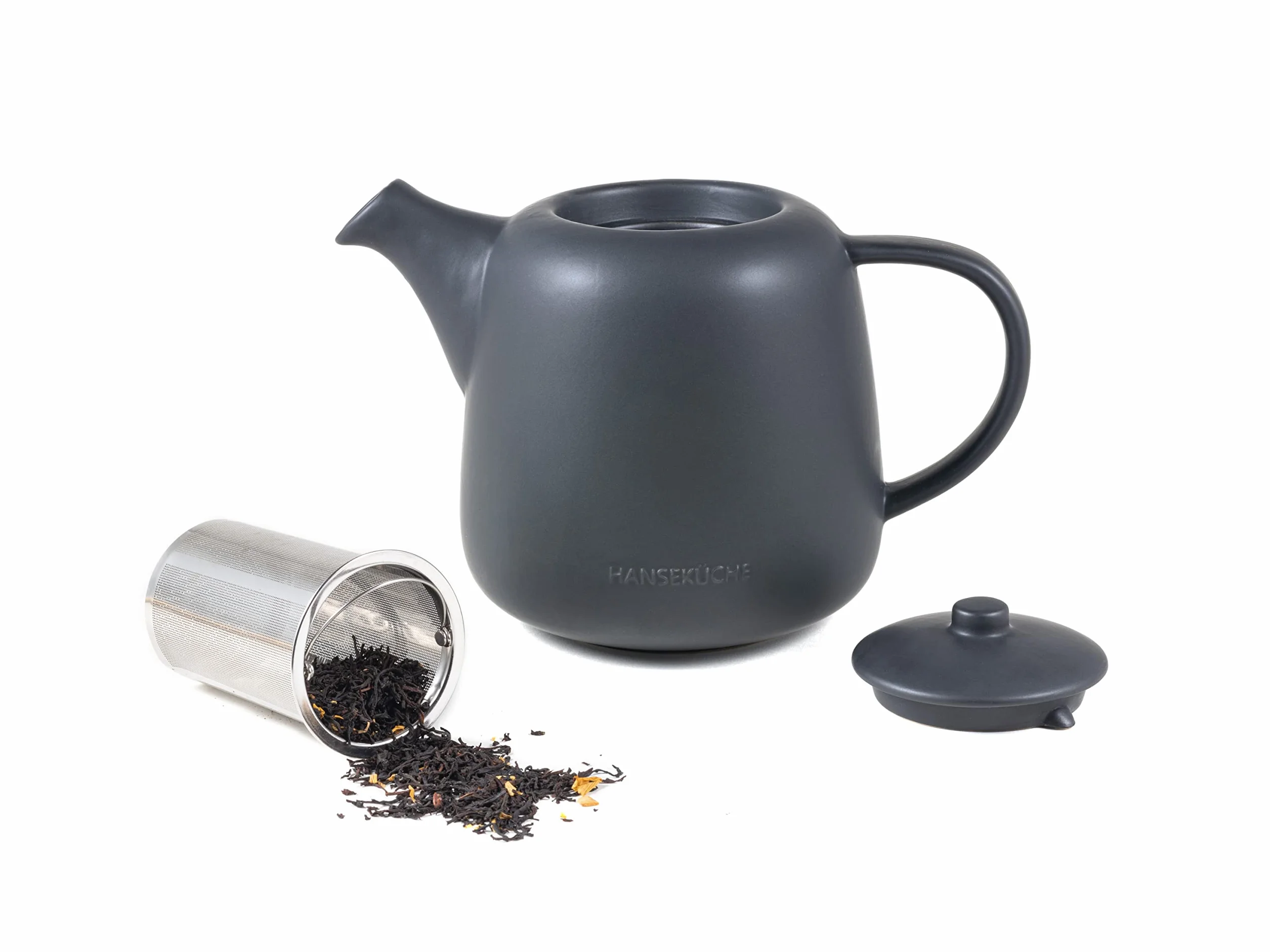 Hanseküche Teiera in Porcellana (1,3L) - Alta Qualità Con Inserto per Colino in Acciaio Inox 304 - Design in Ceramica per Tè e Bustine