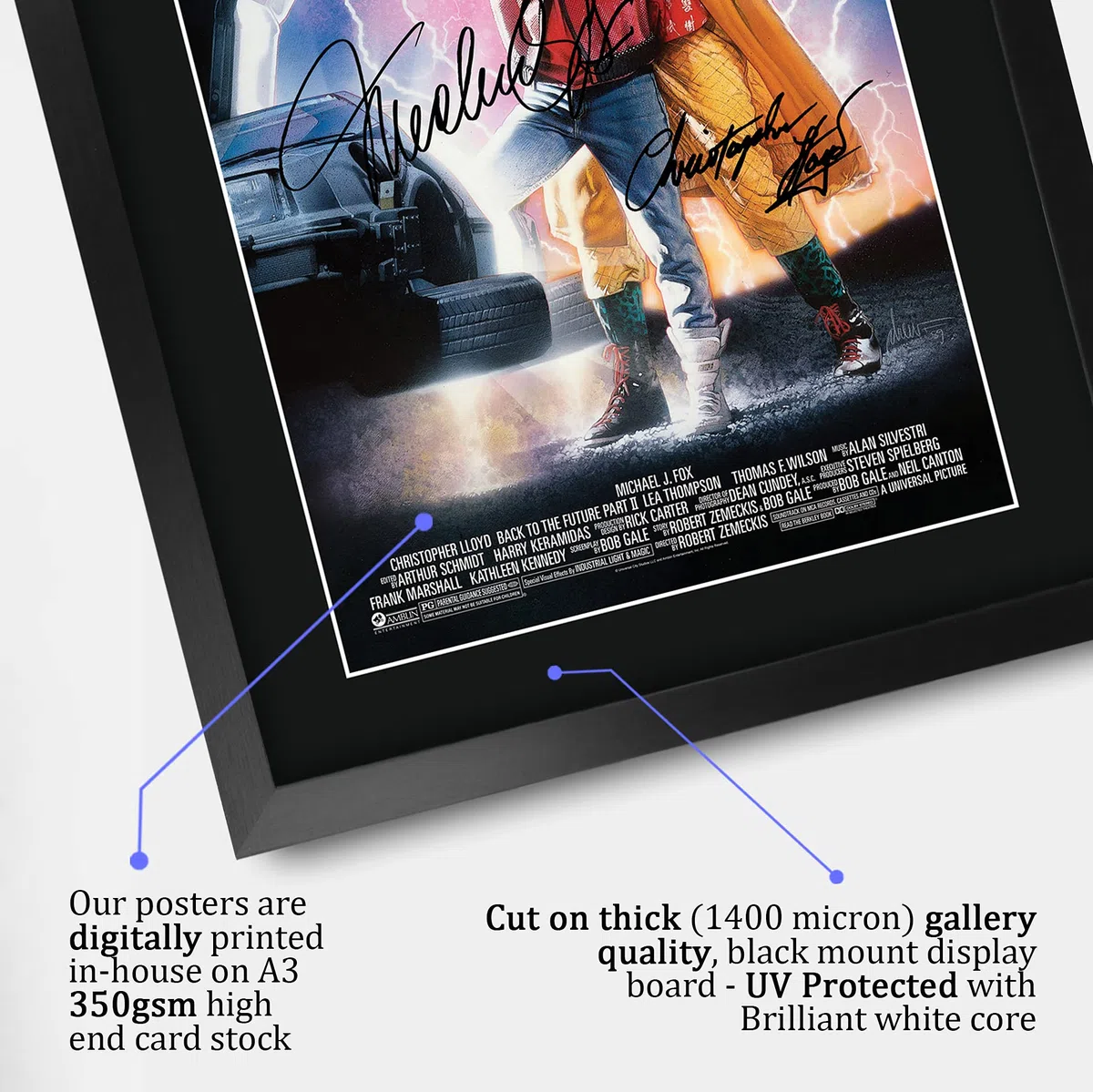 HWC Trading A3 Ven Ritorno al Futuro 2 Messaggio Fusioni Firmata da Regalo Autograph Stampato Regalo Framed Christopher Lloyd Michael J Fox Reading Picture Photo Print