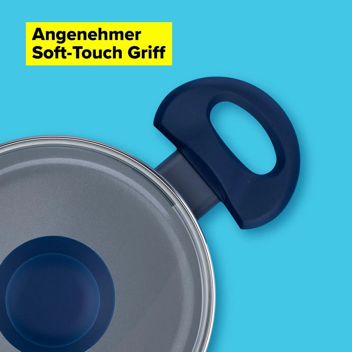 Tasty Pentola antiaderente Ocean Blue – Ø 16 cm con coperchio in vetro – alluminio riciclato, impugnatura soft touch, rivestimento antiaderente in ceramica, per tutti i piani cottura, incl. induzione