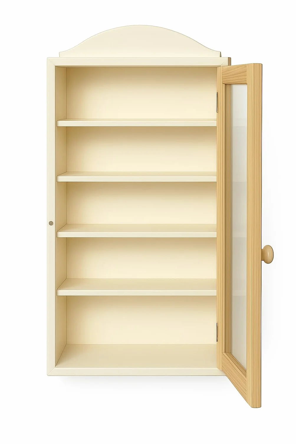 Armadietto da collezione in legno con 5 ripiani per riporre oggetti diversi, in legno naturale decorabile