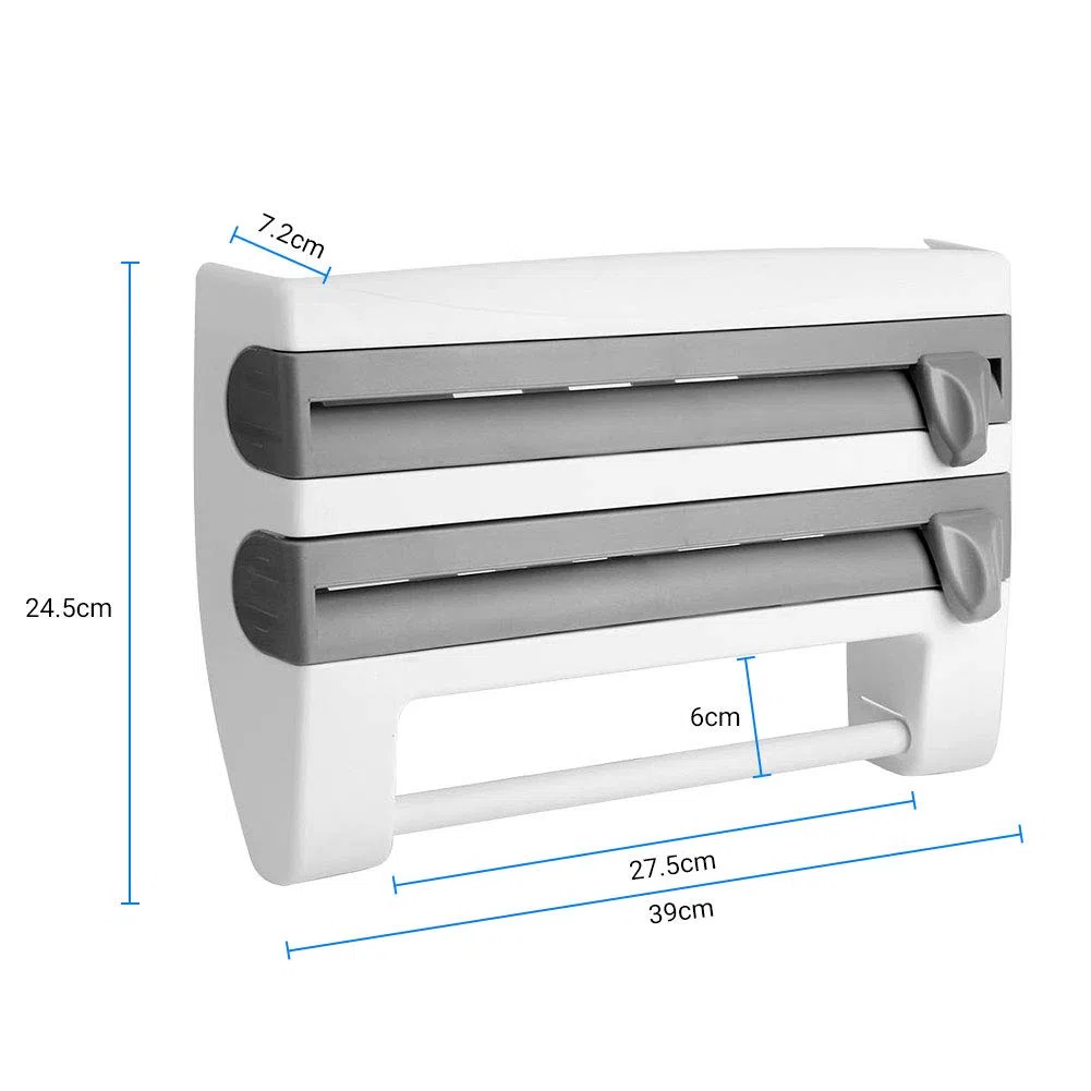 Svolgitore a parete, supporto da parete per asciugamani Dispenser di rotolo da multifunzione pellicola estensibile dispenser in alluminio con porta Sopalin Svolgitore Triplo Grigio