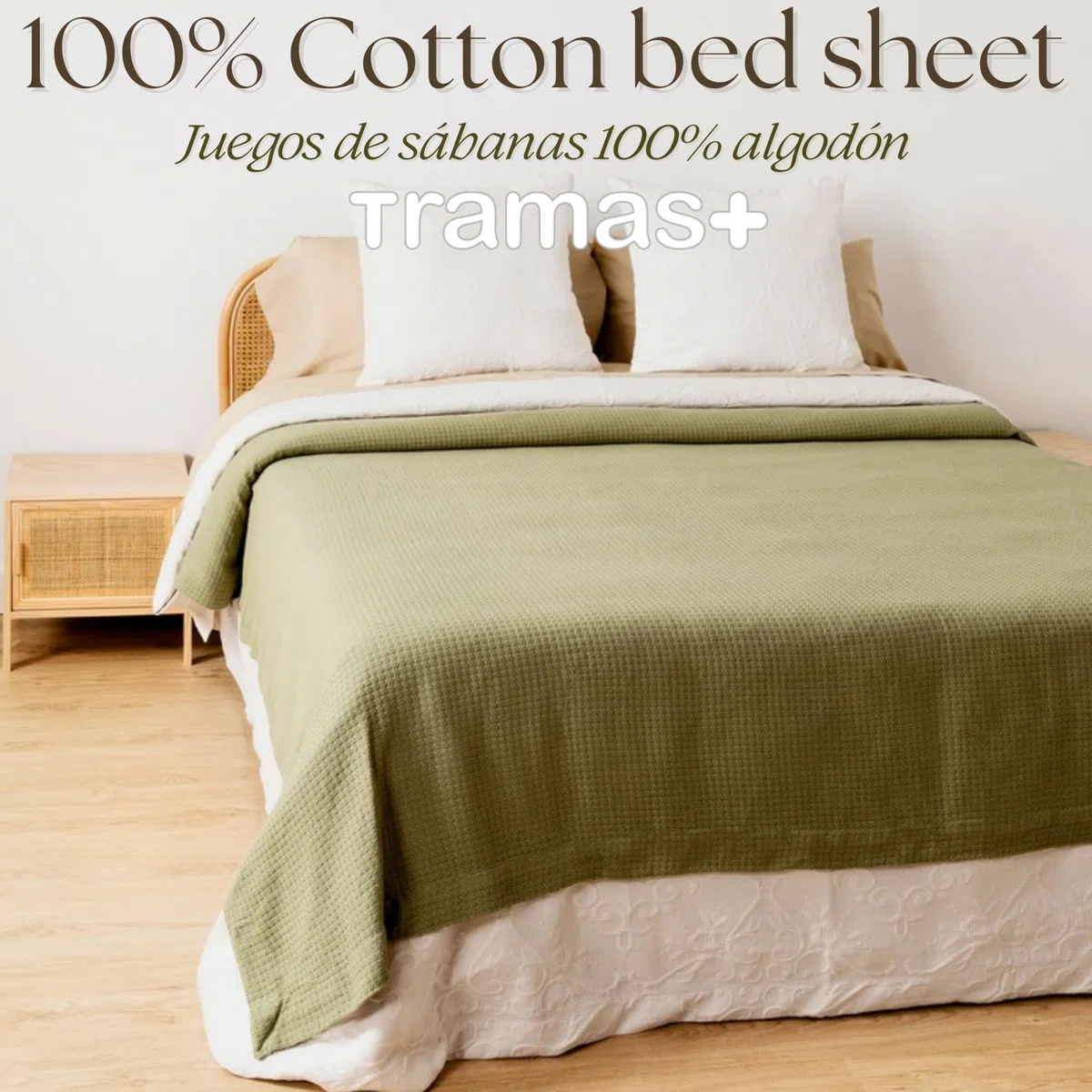 TRAMAS+ Completo Lenzuola Matrimoniale 160x200, 100% cotone, Biancheria da Letto, Lenzuola e 2 federa da letto, Certificata STANDARD 100 by OEKO-TEX - Beige Sabbia