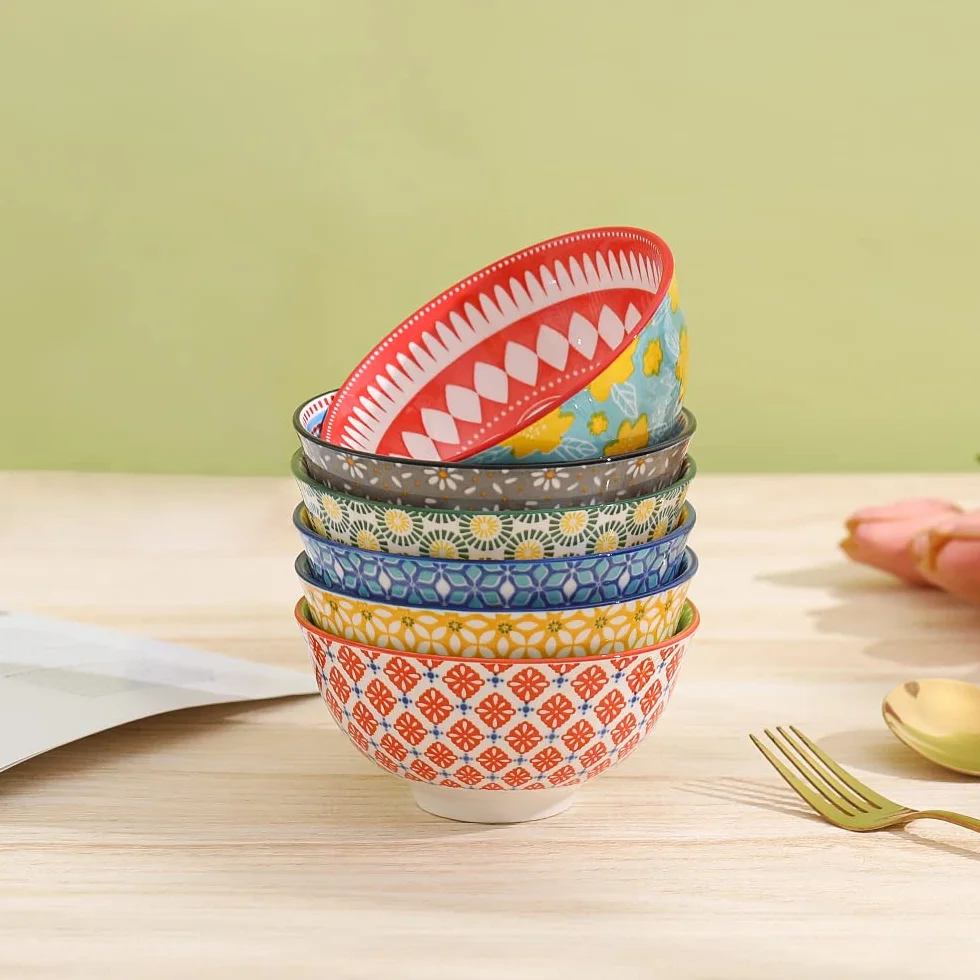 Ciotola in Ceramica - Piccole in Porcellana 300 Ml - Set di 6 Ciotoline Colorate per Cucina | Gelato | Zuppa | Cereali | Riso | Yogurt - Adatto per Microonde e Lavastoviglie