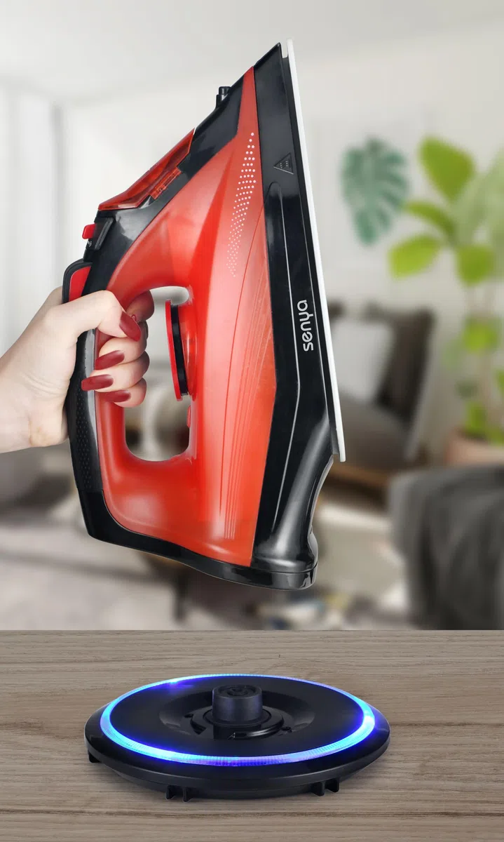 SENYA - Ferro da stiro a vapore senza fili, flusso di vapore 35 g/min, 2400 W suola in ceramica, rimozione della stiratura verticale rosso semplice Move V2