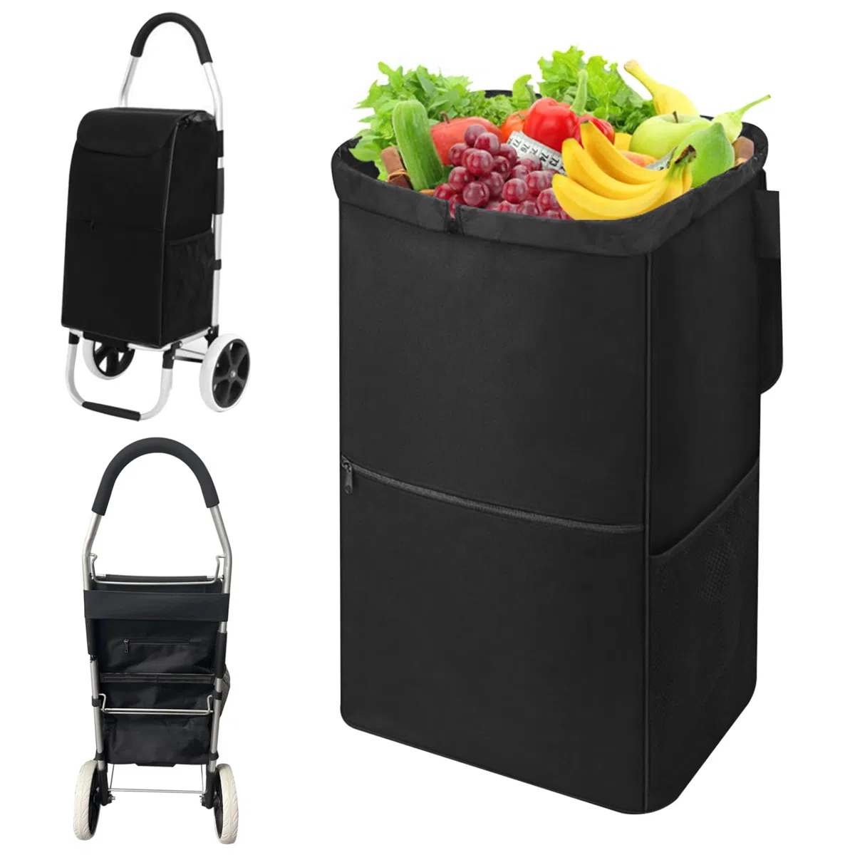 Borsa per carrello della spesa, Borse per carrello pieghevoli in tessuto Oxford impermeabile, Borse di ricambio per carrello per carrello della spesa, Borse per carrello della spesa,