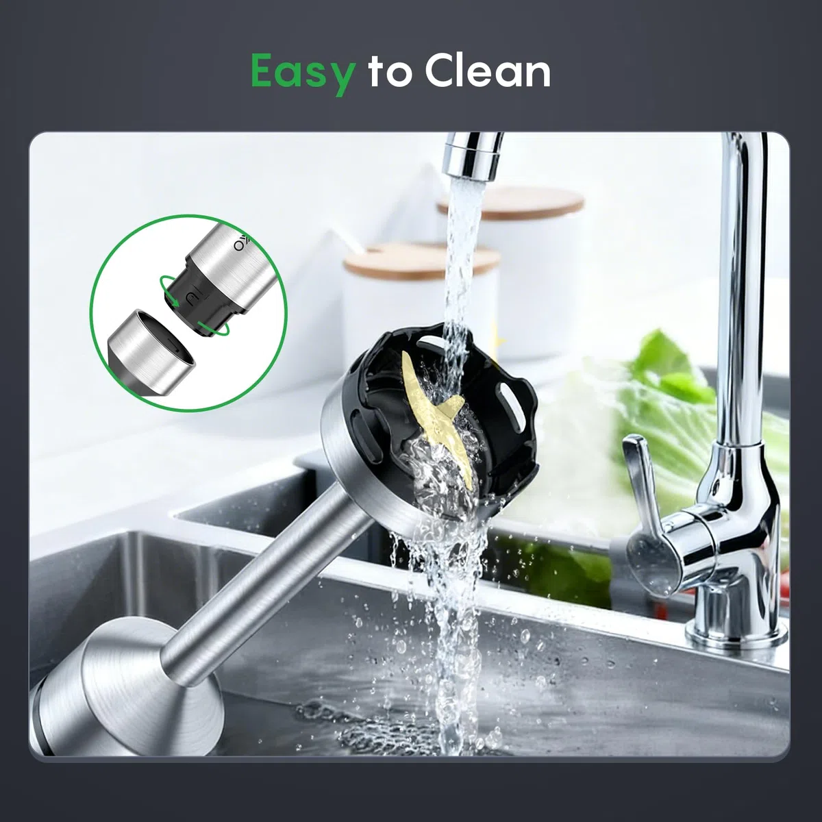 FRESKO Frullatore a immersione 1000W, Frullatore ad immersione professionale con regolazione continua della velocità, 4 lame in acciaio inox, Antischizzo, per zuppe, frullati e alimenti per bebè