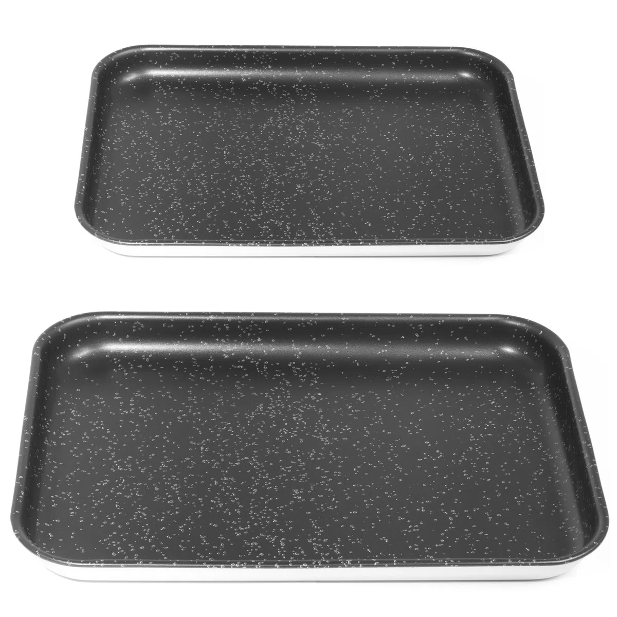NAMAI - Set di 2 Teglia Pizza Rettangolare, 40CM x 28 CM e 35CM x 25 CM, Alluminio Antiaderente, Adatte In Lavastoviglie, Made In Italy (2 teglie pizza)