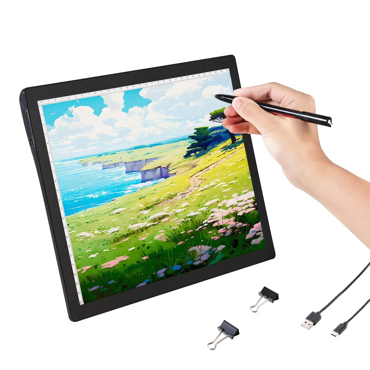 VEVOR Lavagna Luminosa a LED A4, Scatola Luminosa per Pittura con 5 Livelli di Luminosità Dimmerabile, Lavagna Luminosa Ricaricabile per Tracciamento, con Diamanti Animazione Schizzi Disegno, Nero