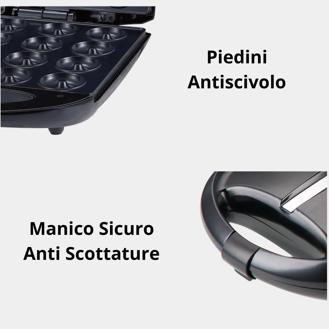 Macchina per Ciambelle Antiaderente, 16 Ciambelle in 5 Minuti, 850W, Sicura e Facile da Pulire e da Usare, Regalo Perfetto, Ideale per Casa, Pasticceria, Feste, Tè - Piastra per Donuts, Donut Maker