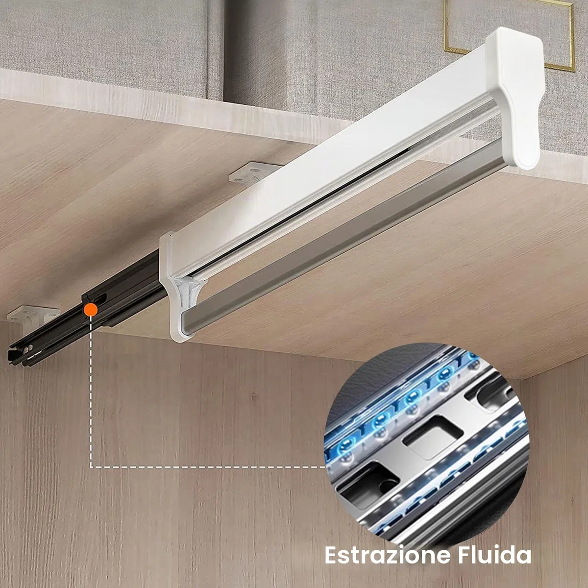 Asta appendiabiti estensibile e regolabile, ideale per appendere le grucce, 347 mm, bianco
