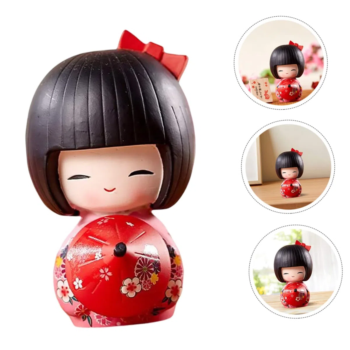 Artibetter 2Pcs Bambole In Miniatura Decorazione Auto Kimono Giapponese Artigianato Giapponese Statua Ombrello Giapponese Giapponese Kokeshi Bambola Casa Decorazione Giapponese Regalo Di