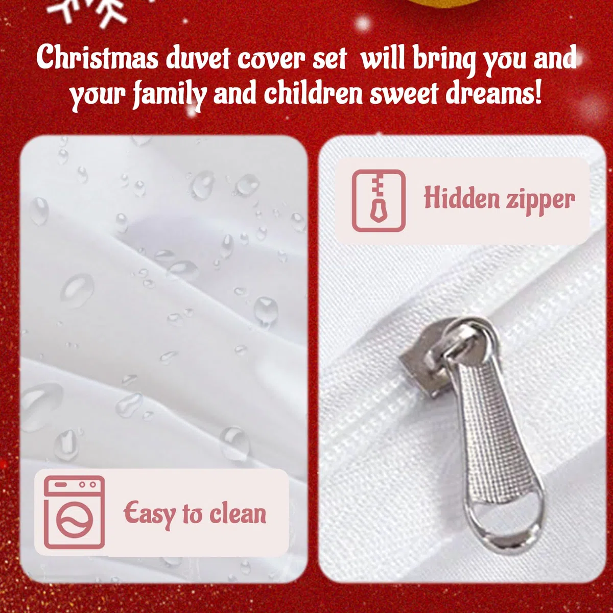 Set Copripiumino Natalizio Regalo Set,Tema Buon Natale Microfibra Copripiumino con Federe, per bambini e bambine Set di Biancheria da Letto Decorazione Natalizia per Interni (220x240cm, Natalizio E)