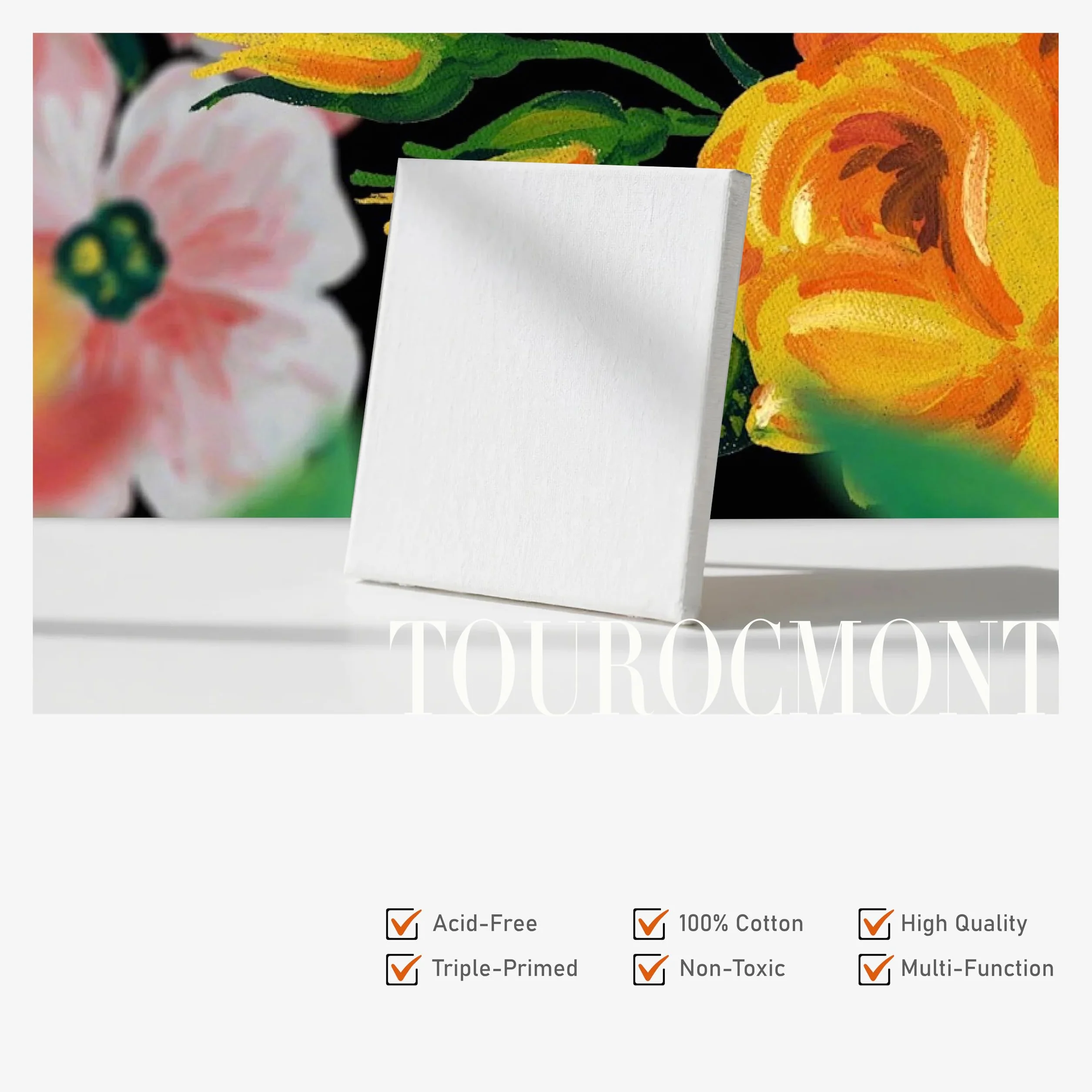 Confezione da 10 tele, 25 x 25 cm, telaio in cotone, 380 g/m², tele da dipingere, 100% senza acidi, colore bianco, innescato per pittura acrilica, pittura ad olio, guazzo