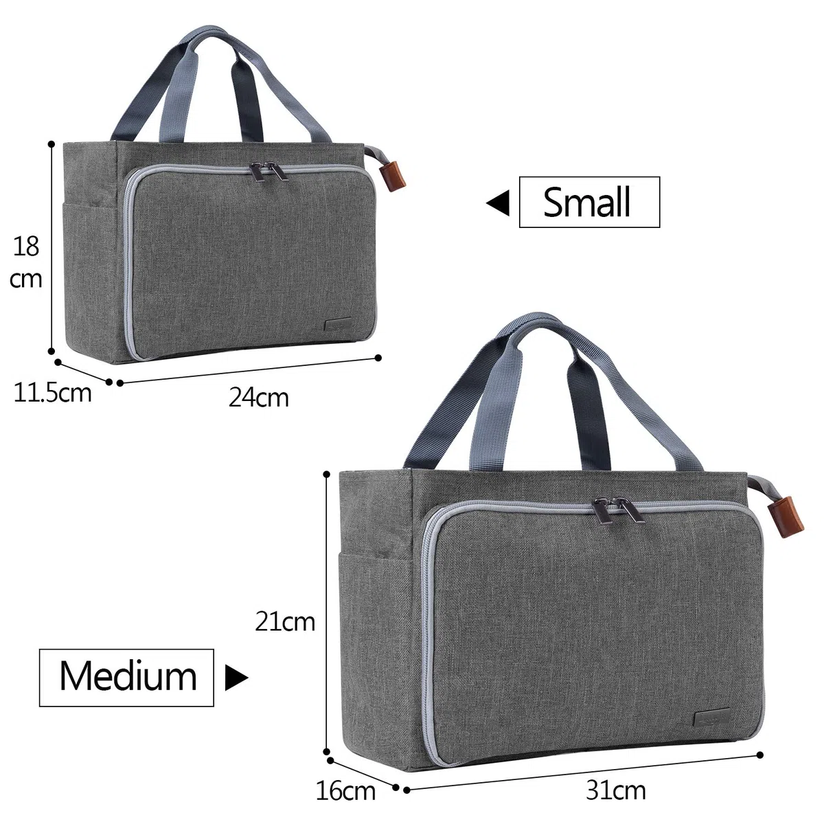 Luxja Borsa Portalavoro Uncinetto, Borsa Maglia, Filati per Matasse, Porta Uncinetti, Ferri Maglia, Accessori Piccoli, Grigio