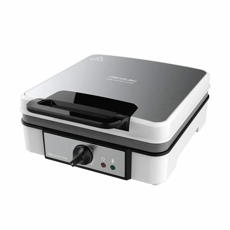 Cecotec - Waffle Maker elettrico per waffle, 4Inox 1200 W, acciaio inossidabile, 4 cialde alla volta, rivestimento antiaderente Rockstone, temperatura regolabile