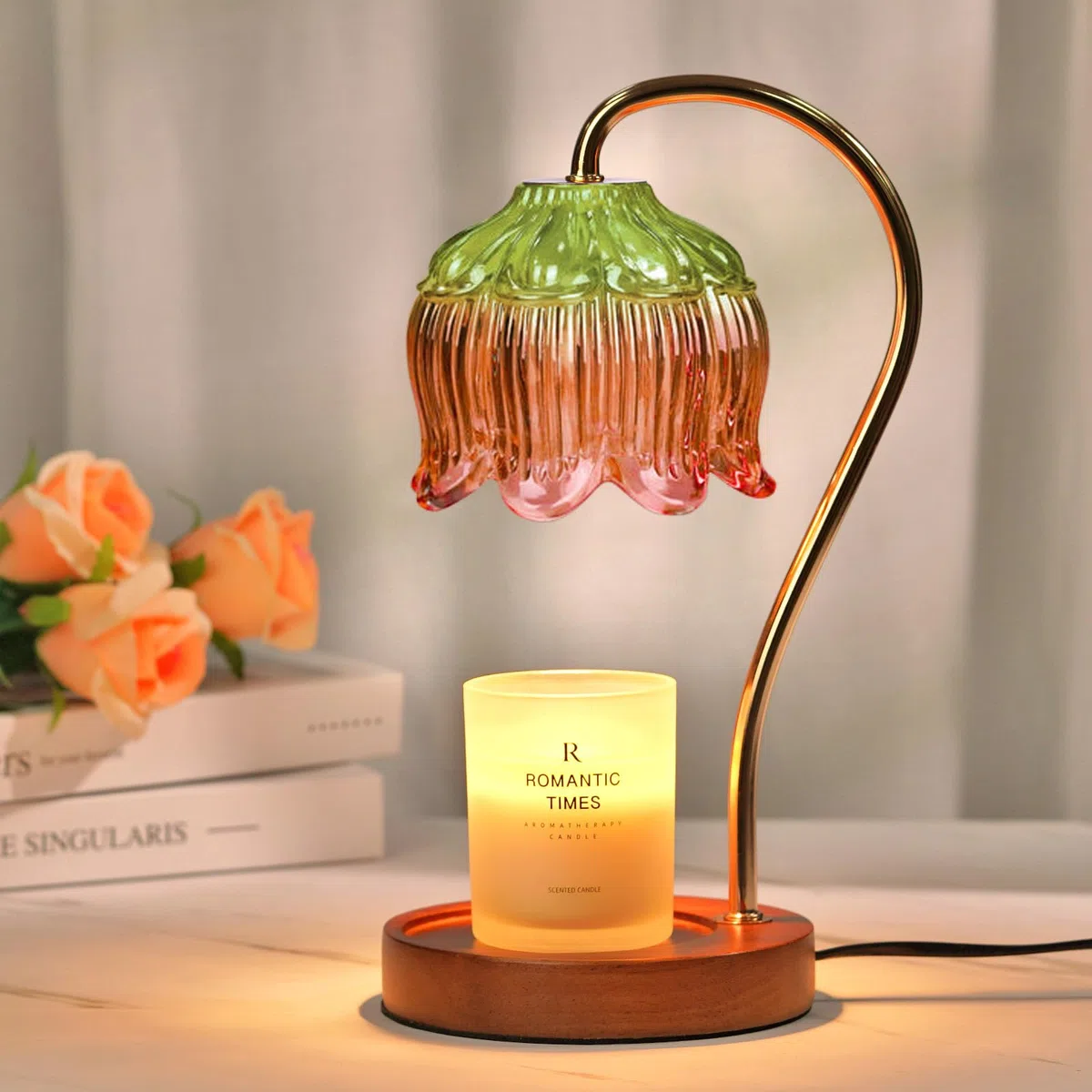 Funistree Lampada riscaldante dimmerabile per Natale, regalo segreto di Babbo Natale per donne, mamma, amici, calendario dell'Avvento, regali di Natale per lei, verde e rosa vintage lampada per