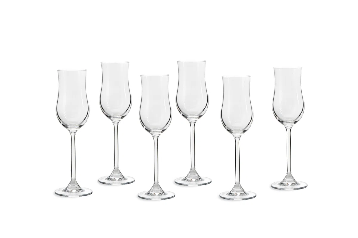 ECHTWERK Set di 6 bicchieri da grappa, 120 ml, robusti bicchieri da liquore a forma di tulipano, con manico lungo, per digestivi e formaggio, lavabili in lavastoviglie, 19,3 x 5,2