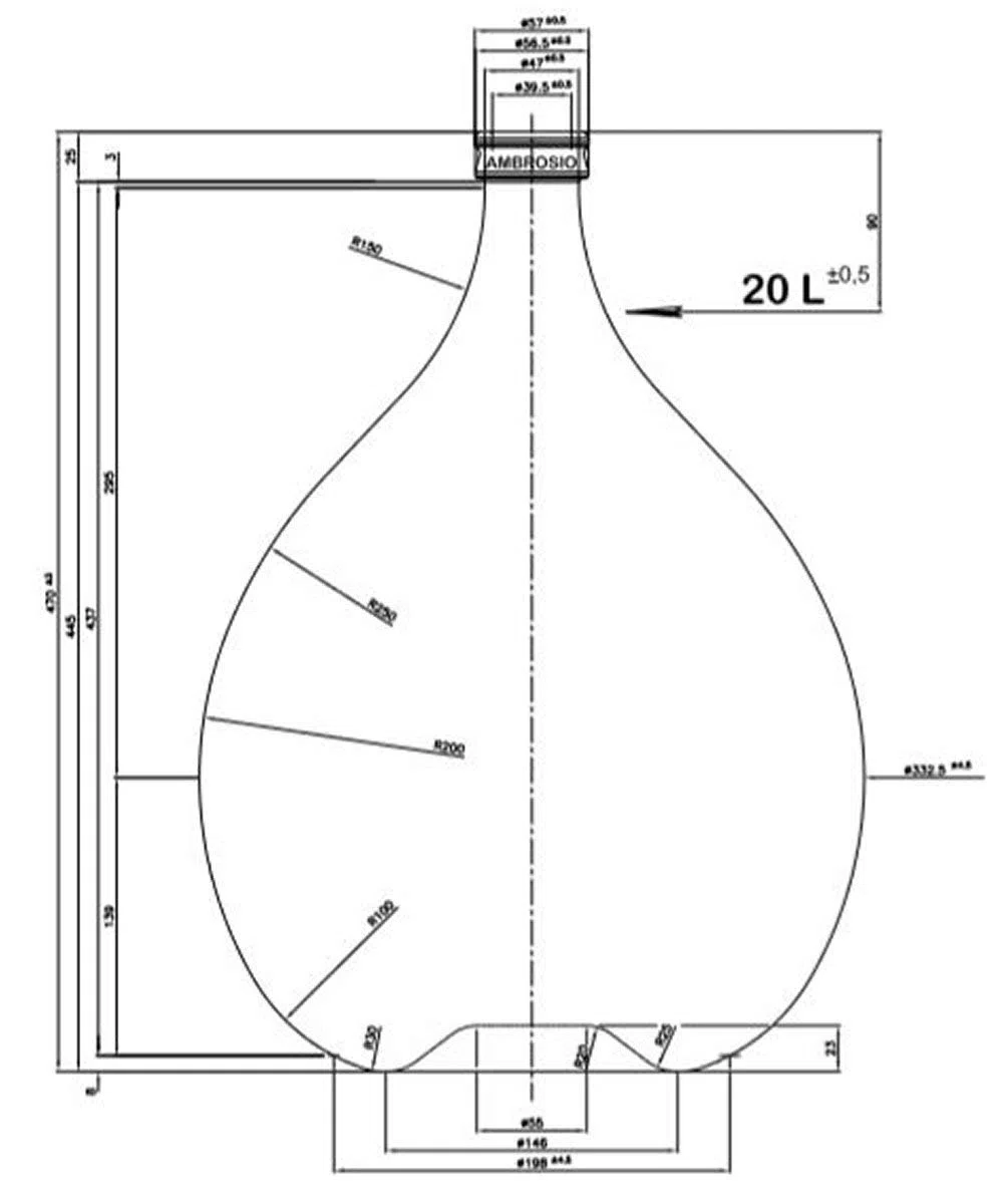 Damigiana Litri 20 con Cesto plastica Completa di Tappo