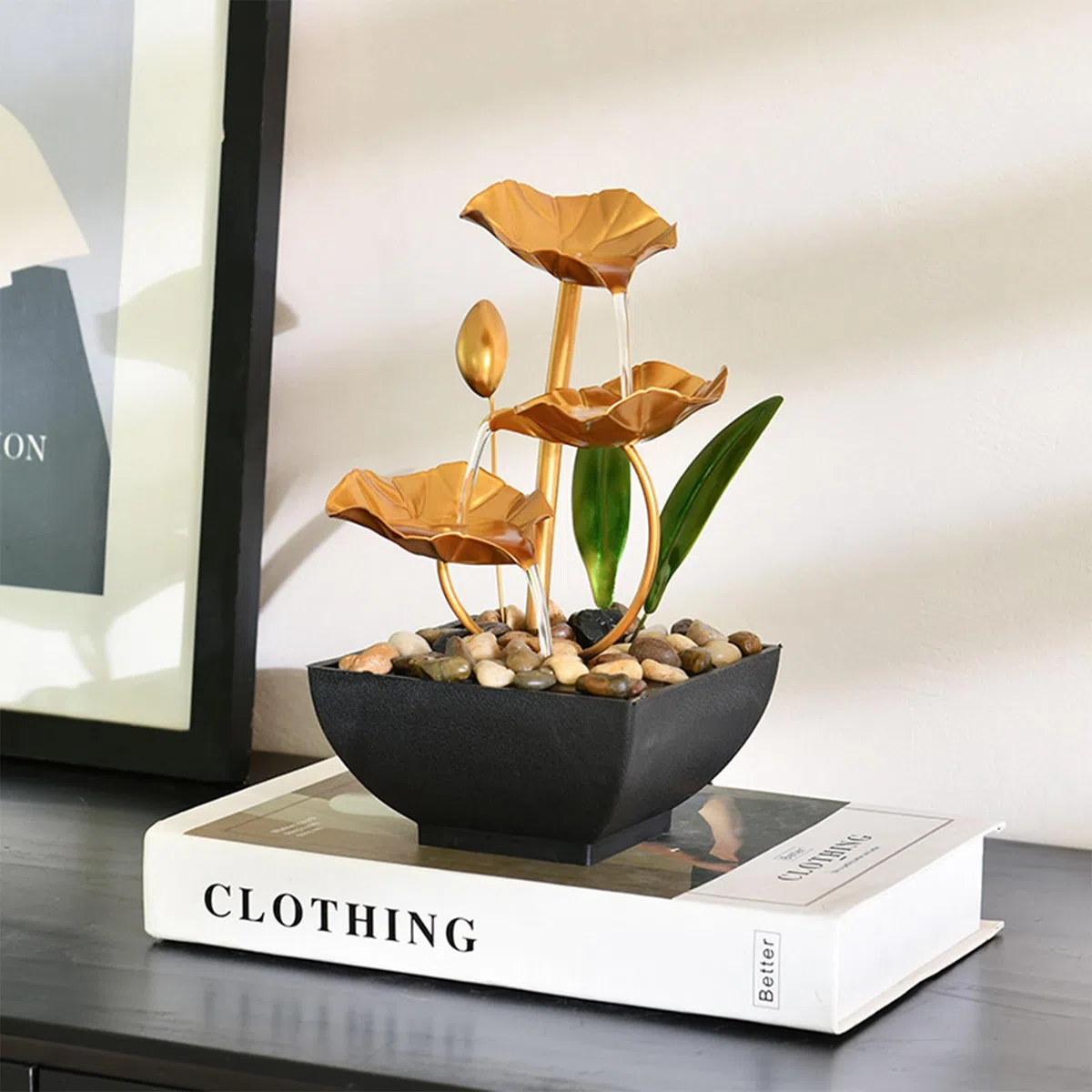 Ornamenti d'acqua correnti di fontana, fontana interna cascata natura, fontana da tavolo Zen rilassante, idea regalo, per la decorazione della casa, l'arredamento dell'ufficio, soggiorno