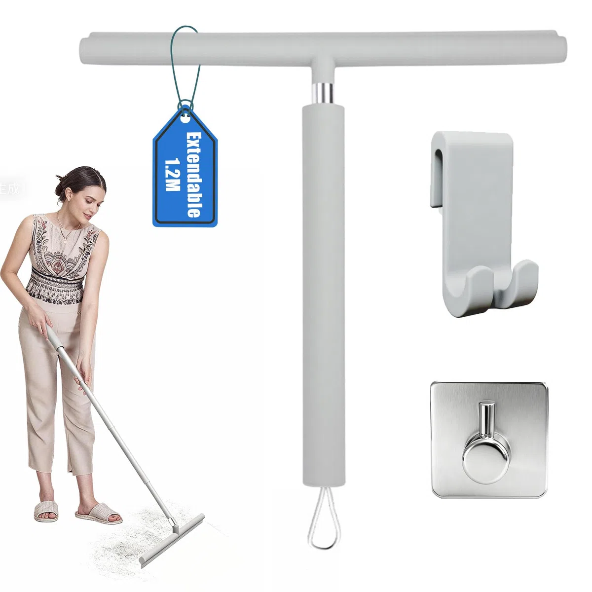 Tergivetro per Doccia 30-120 cm Regolabile, Spatola Retrattile per Doccia, Tergivetro da Bagno con Supporto per Docce, Bagni, Piastrelle, Specchi, Finestre