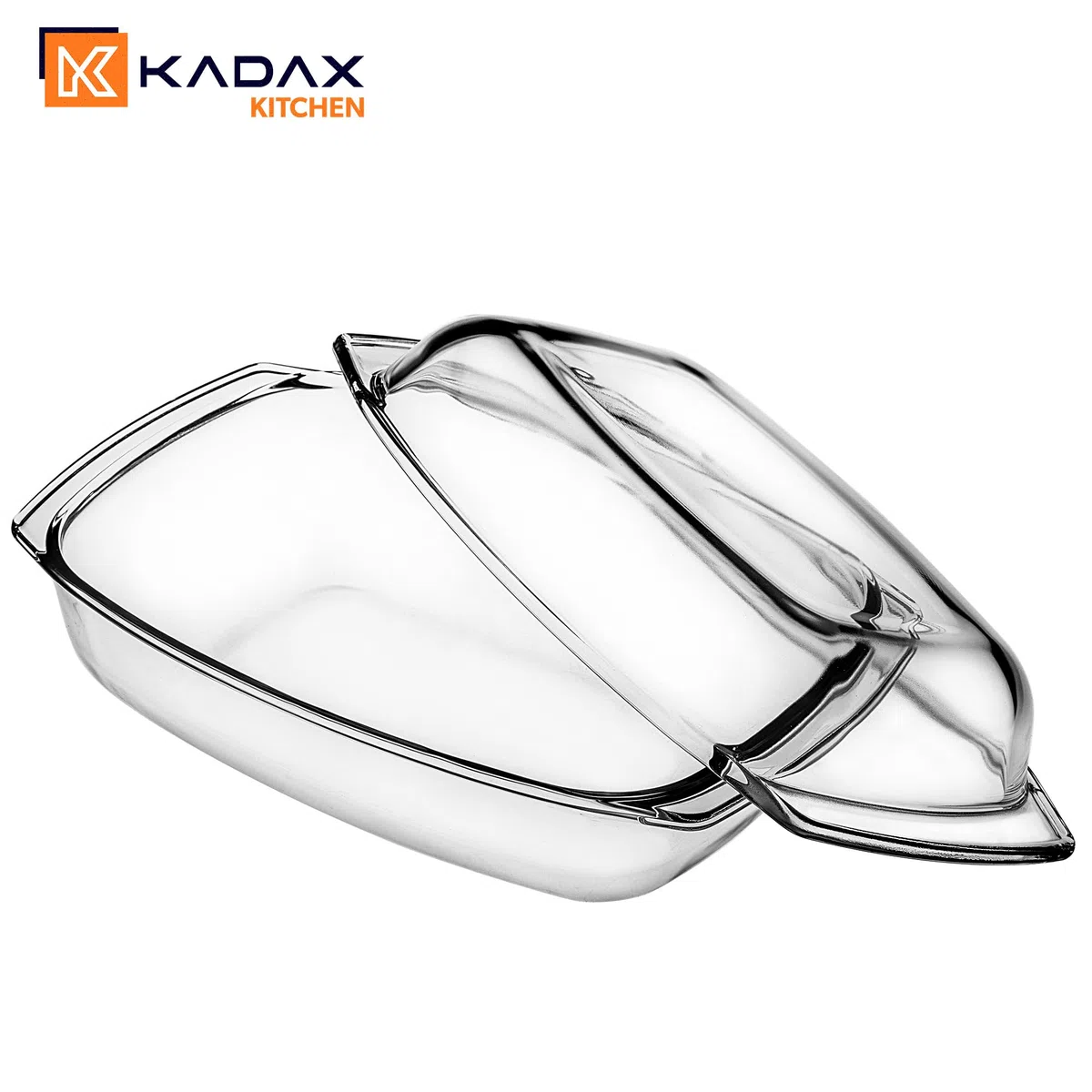KADAX Pirofila per Cottura da Forno in Vetro Trasparente, Casseruola Rettangolare con Coperchio da Cucina, Piatto Resistente al Calore (4.1 L)