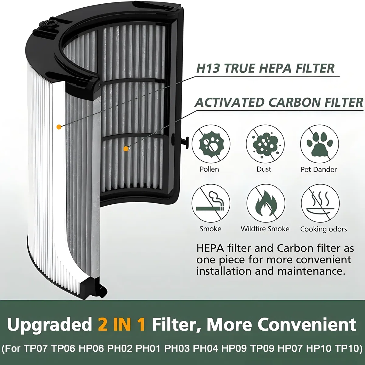 Filtro HEPA e carbone attivo di ricambio 2 in 1 per Dyson TP07 TP06 HP06 PH02 PH01 PH03 PH04 HP09 TP09 HP07 HP10 TP10 purificatore d'aria H13 NanoProtect