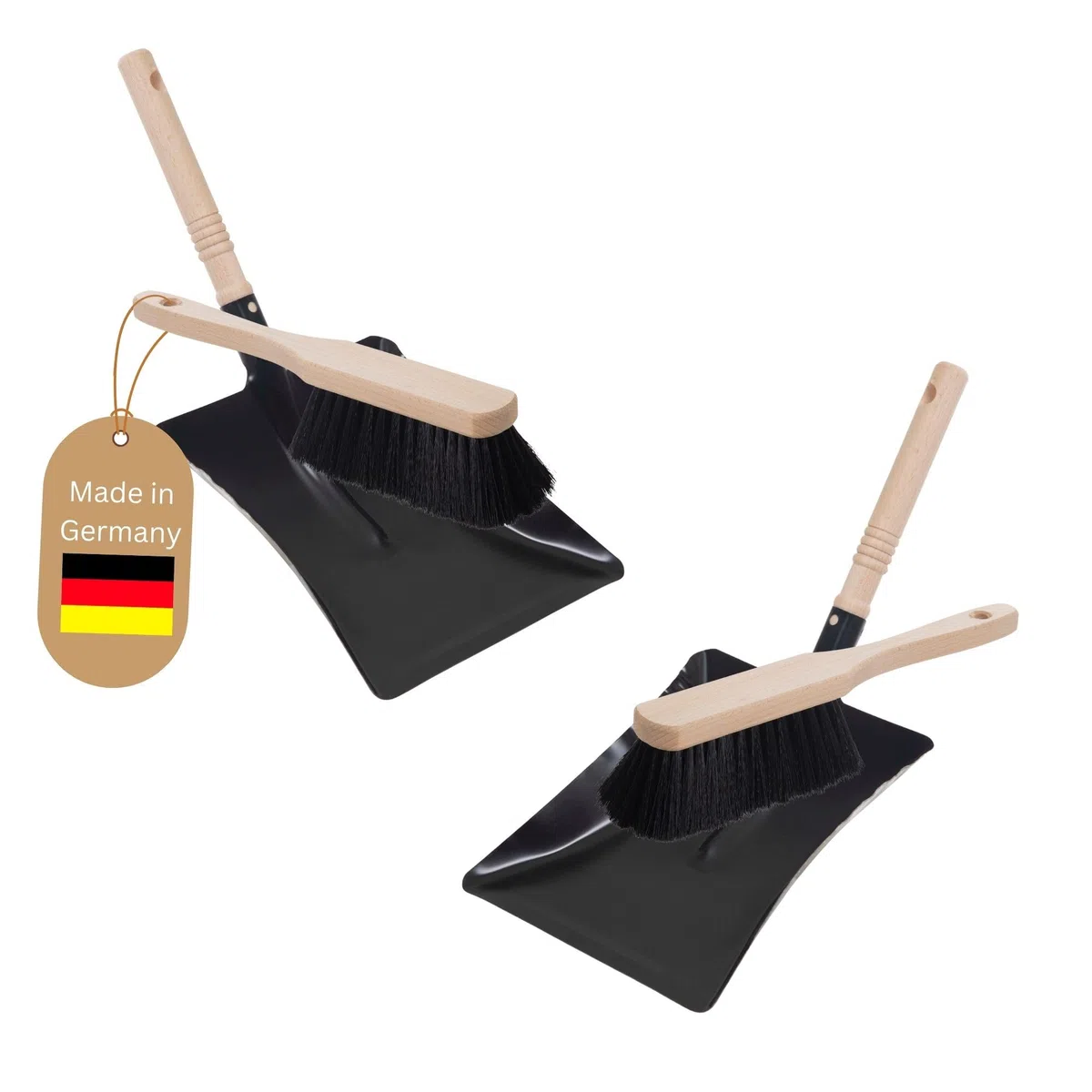 Novaliv Set di 2 palette in metallo laccato nero, per scopa a carbone, per scopa a mano, per scopa da campeggio e paletta
