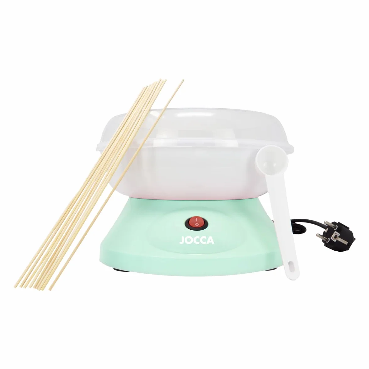 JOCCA - Macchina per zucchero filato/compatta (26x26x17 cm)/ 520W/ prepara in 5 minuti/funziona con zucchero e caramelle/kit completo incluso