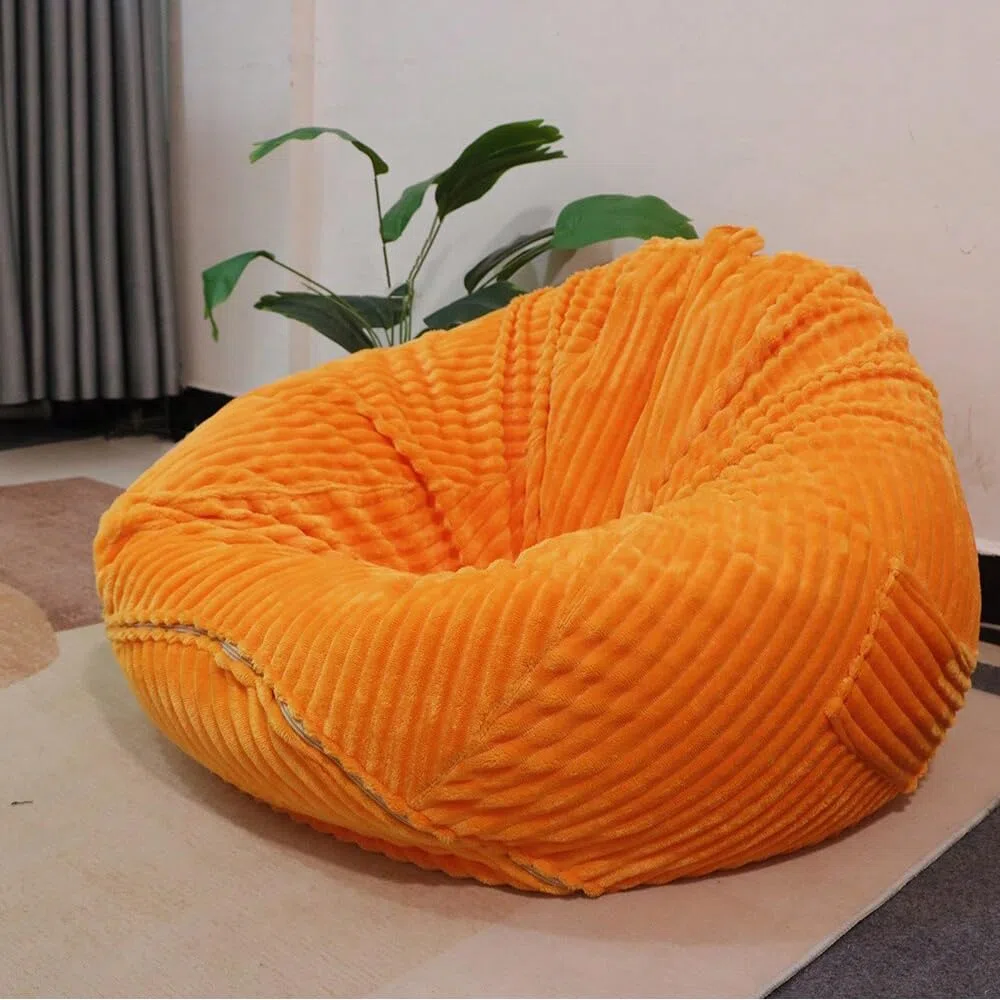 Fodera senza riempimento, copertura per poltrona sacco, senza imbottitura, lavabile, morbido peluche (arancione, grande)