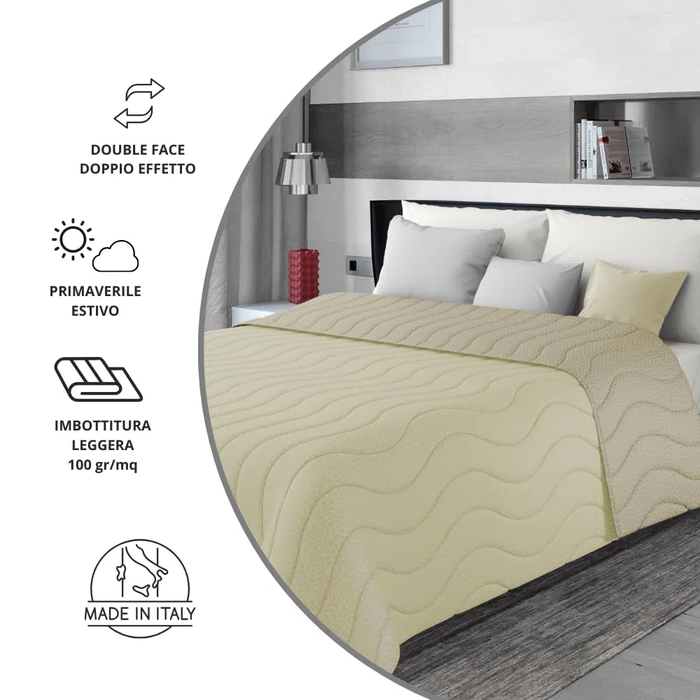 MAXIME MAISON - Copriletto Matrimoniale Mezza Stagione (100 gr/mq) Trapuntino Matrimoniale, Trapunta Matrimoniale Leggera e Double Face, Letto Mezza Stagione in Morbida Microfibra, Made in Italy