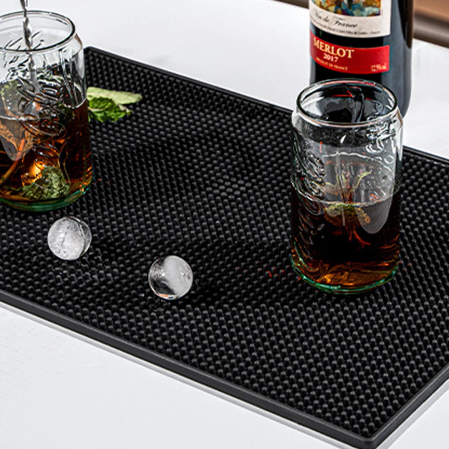 Set di 6 tappetini da bar 30 x 15 cm con 6 sottobicchieri, tappetini antigoccia in silicone, per bar, club, caffetteria, ristorante, cucina