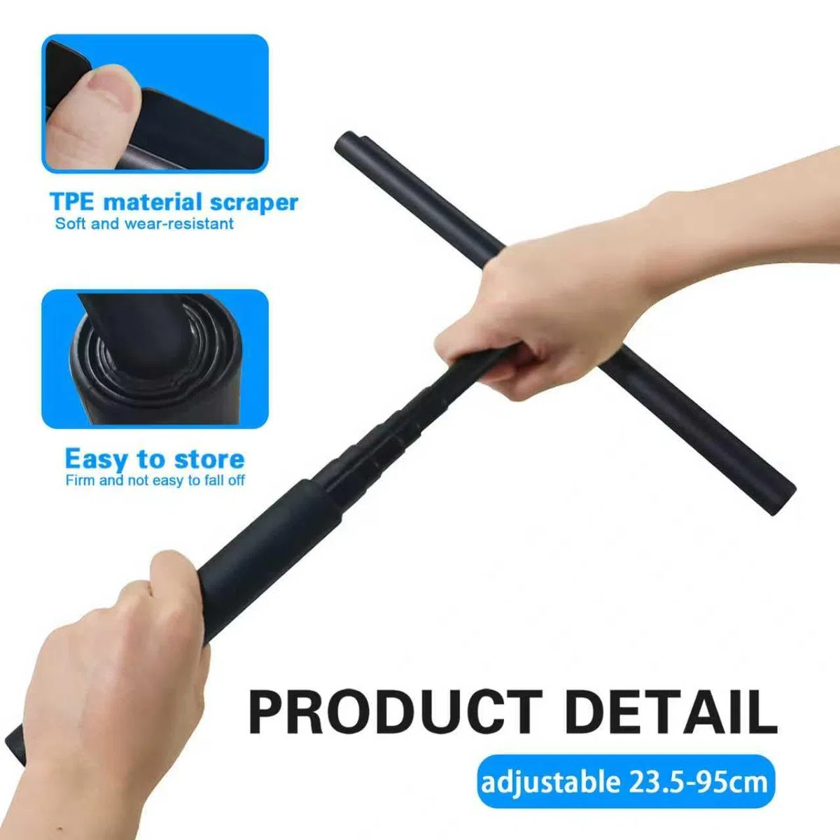 Tergivetro per Doccia, Tergivetro per Doccia Telescopico 25-95cm,Pulisci Vetri Porte e Finestre, Tergidoccia per Finestre, Specchi, Bagno, Senza Foratura