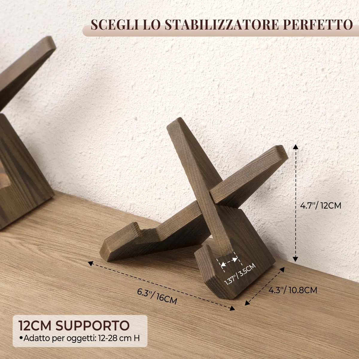 ANBOXIT Supporto Porta Piatti da Esposizione in Legno - 3 Pezzi Piedistallo Cavalletti in Legno, Porta Foto da Tavola, Supporto per Cornice - 12 cm