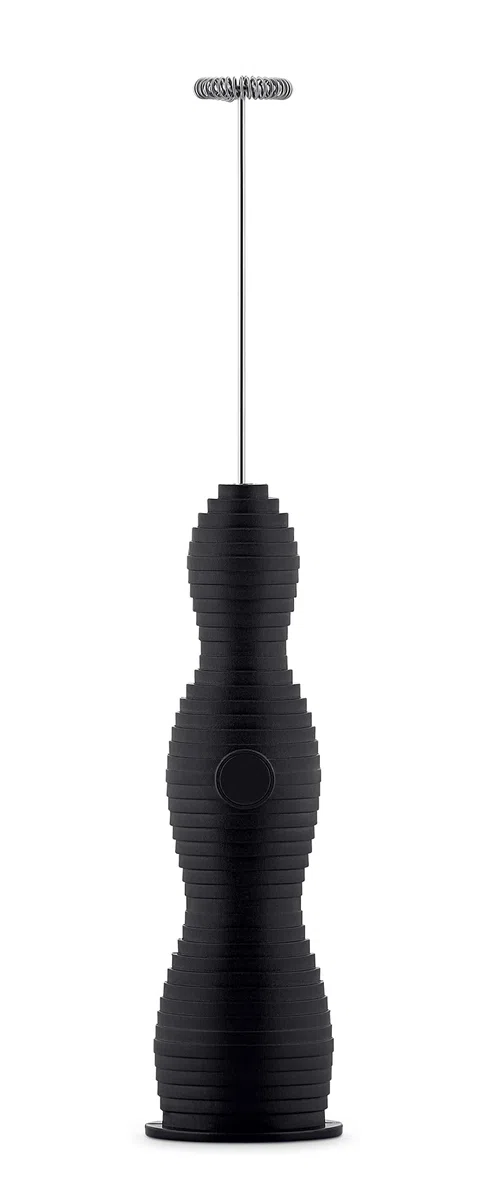 Alessi Pulcina MDL11 B Frullino Montalatte di Design, in Resina Termoplastica, Frusta in Acciaio e Batteria Ricaricabile, Nero