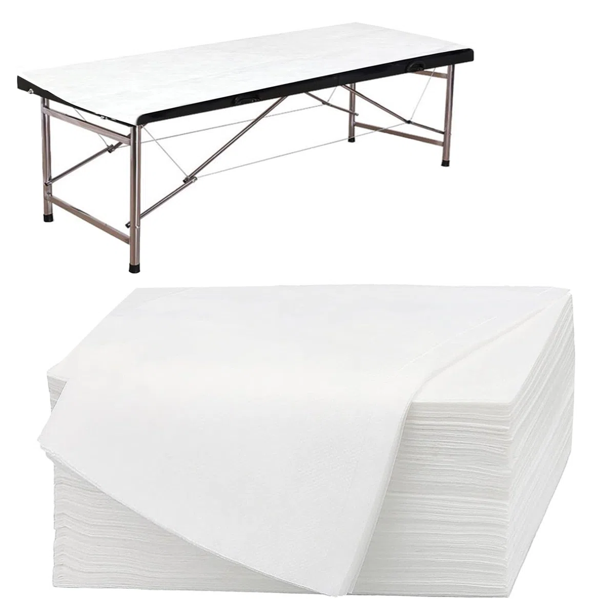 Lenzuolo Usa e Getta, 100 Pezzi 80 x 180cm Lenzuola Monouso in Tessuto non Tessuto, Copri Lettino Estetista, per uso in Centri Medici Temporanei, Case di Cura, Bianco