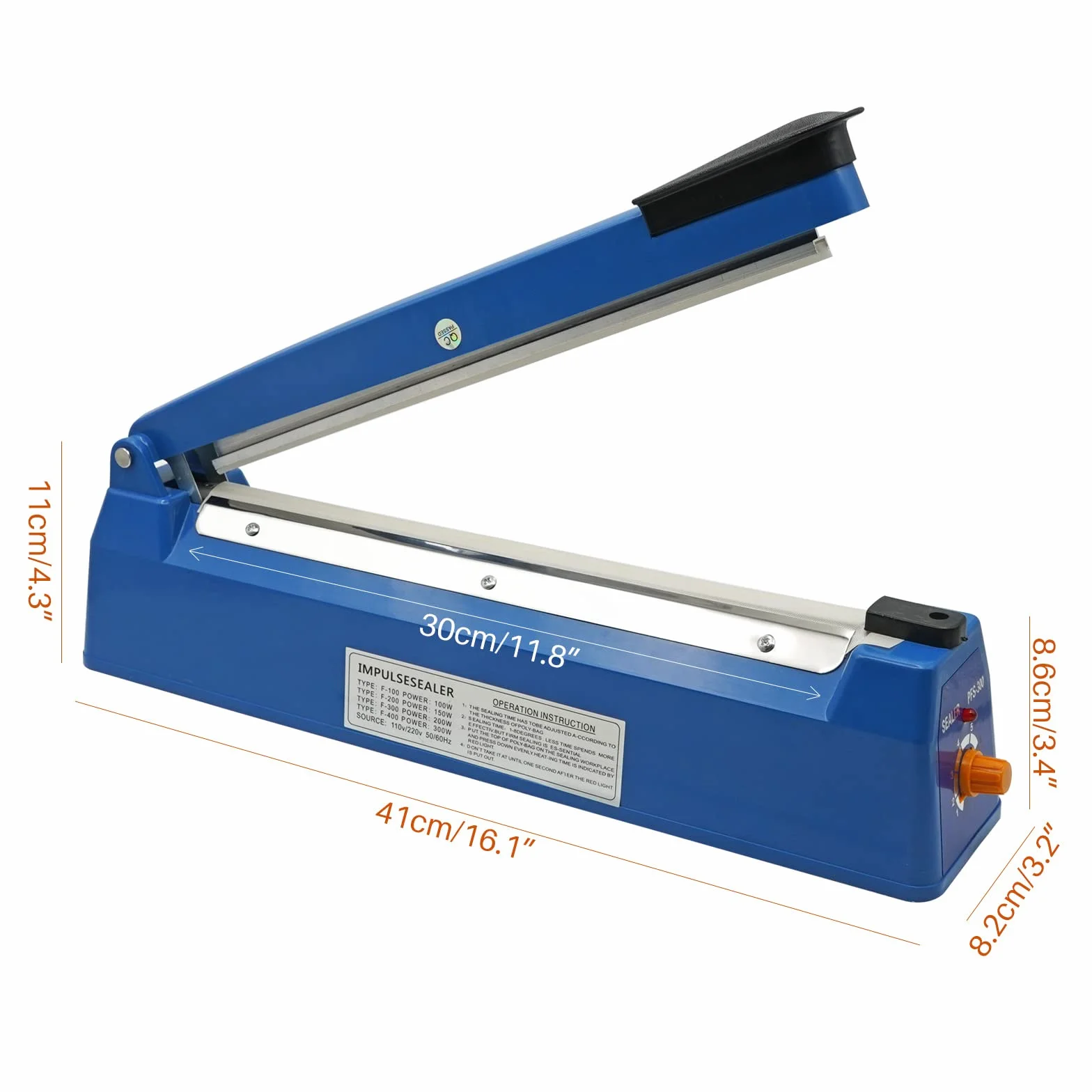 Termosaldatrice per Plastica Sacchetti 300mm Sigillatrice Macchina ad Impulsi Guarnizione Larga 3mm Impulse Heat Sealer for Mylar PP PE Alluminio Bags Macchina Sigillante Plastica