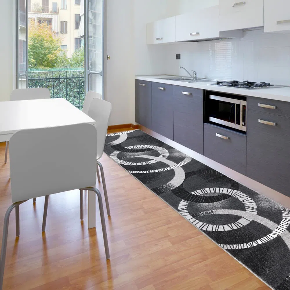 emmevi Tappeto Cucina Moderno Antiscivolo Passatoia Casa Ingresso Lavabile Mod.FAKIRO Dis.25 57X280 GRIGIO