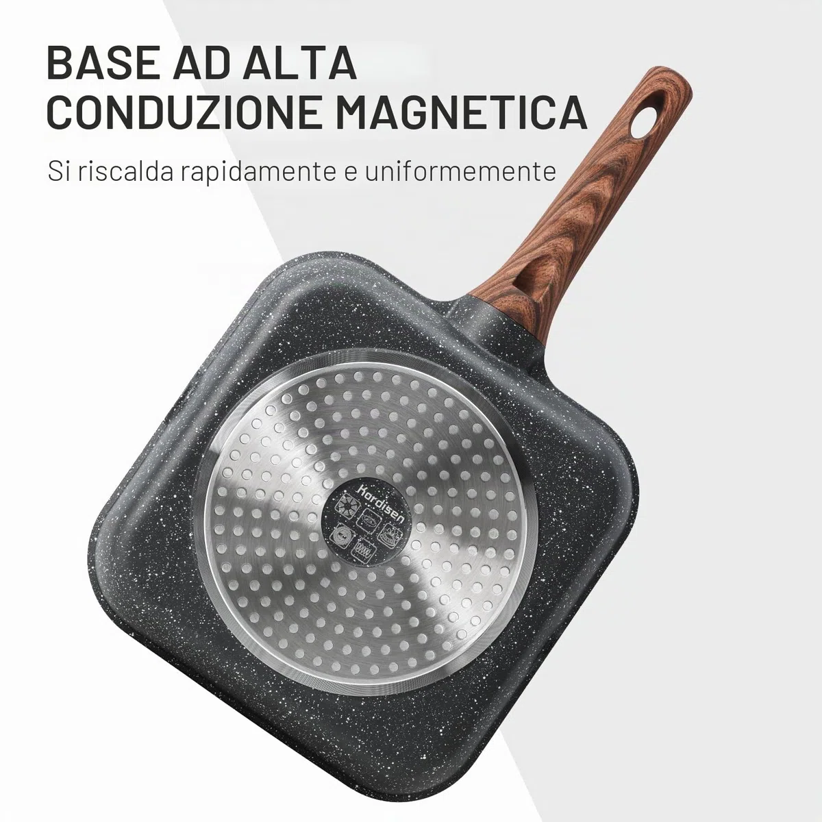 Kordisen Padella Bistecchiera Antiaderente 28 cm – Griglia Quadrata con Rivestimento in Granito, Doppio Beccuccio, Adatta a Tutti i Piani Cottura Inclusa Induzione, Senza PFOA