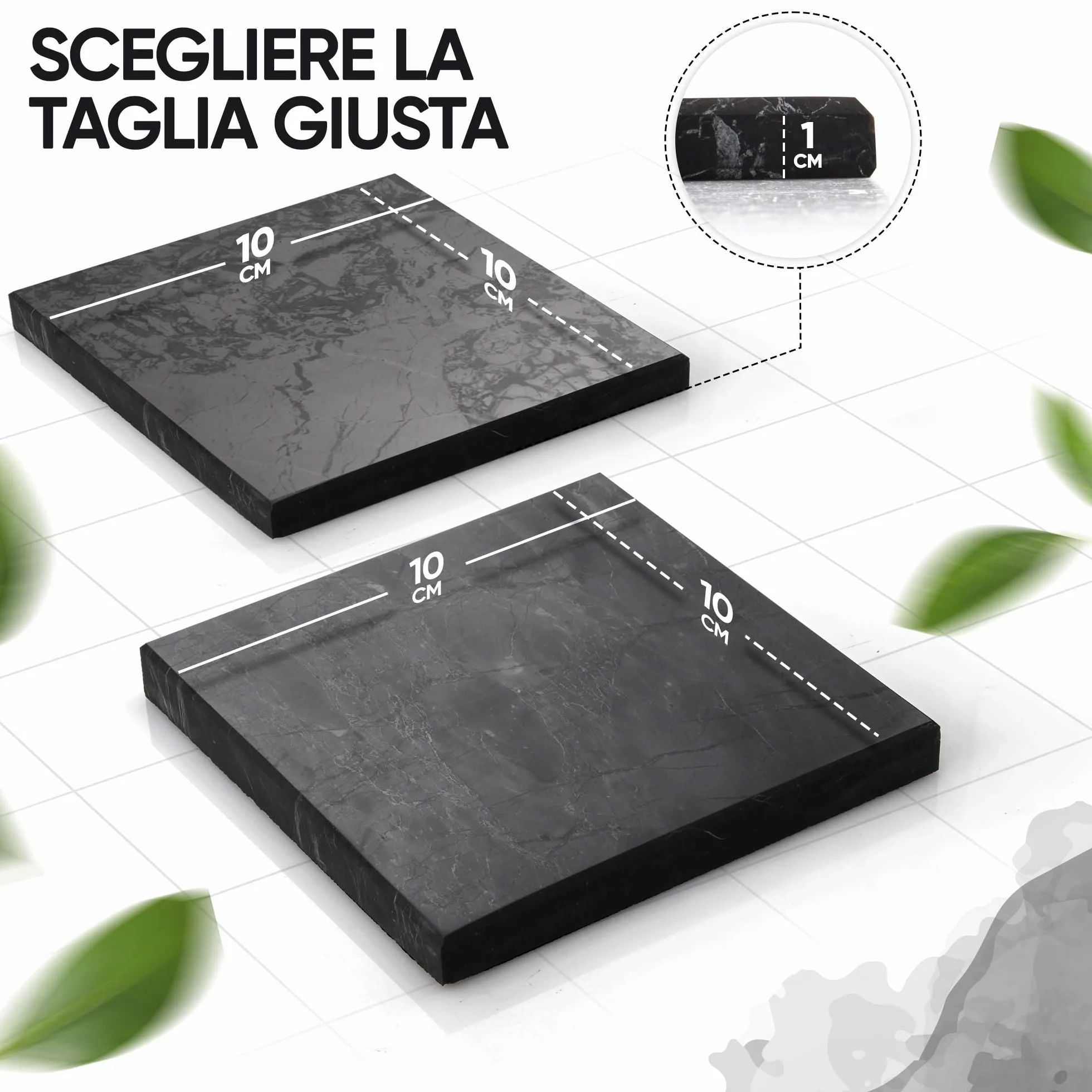 PURAJA Tavola di Shungite | Originale dalla Carelia | Lucidata artigianalmente con bordi arrotondati | Con certificato dalla miniera di Zazhoginskij (10x10cm(2St.))