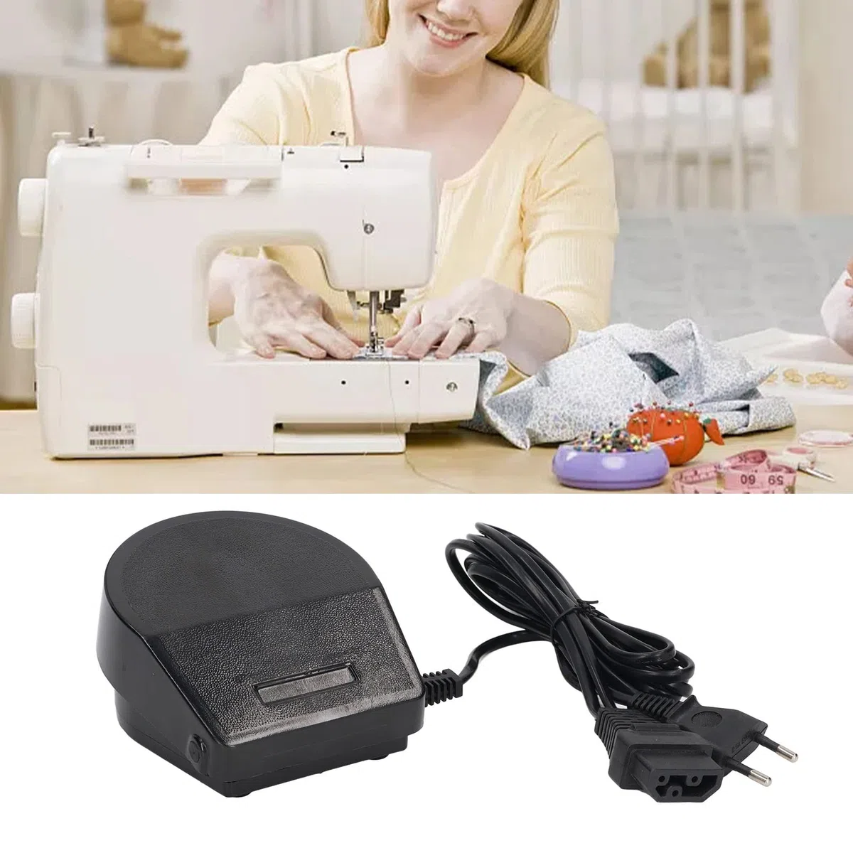 Pedale di Comando, Pedale per Macchina da Cucire Pedale per Cucire a Forma di Ferro di Cavallo Multifunzionale Universale Piccolo Sensibile per Uso Domestico Spina UE 220V