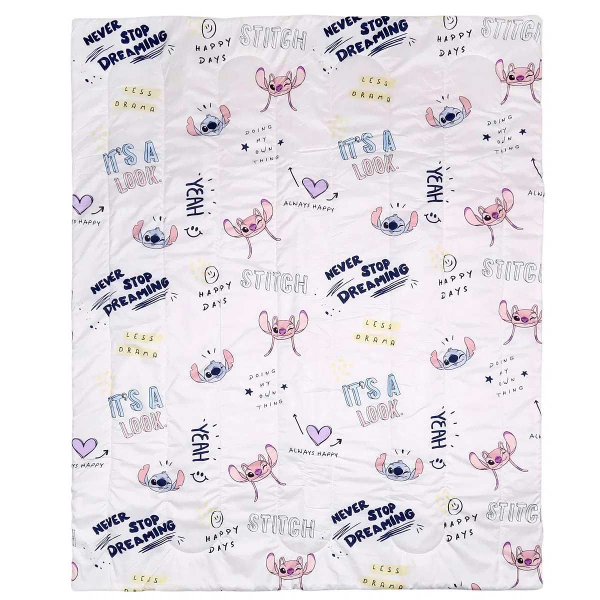 sarcia.eu Disney Stitch e Angel Piumoncino per Bambina, Trapunta di Colore Bianco-Rosa 120x150cm Oeko-Tex