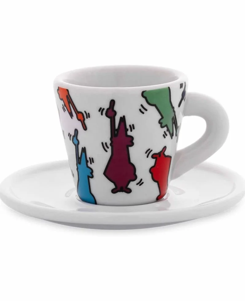 Bialetti Set 4 Tazzine Con Piattino Espresso Arte