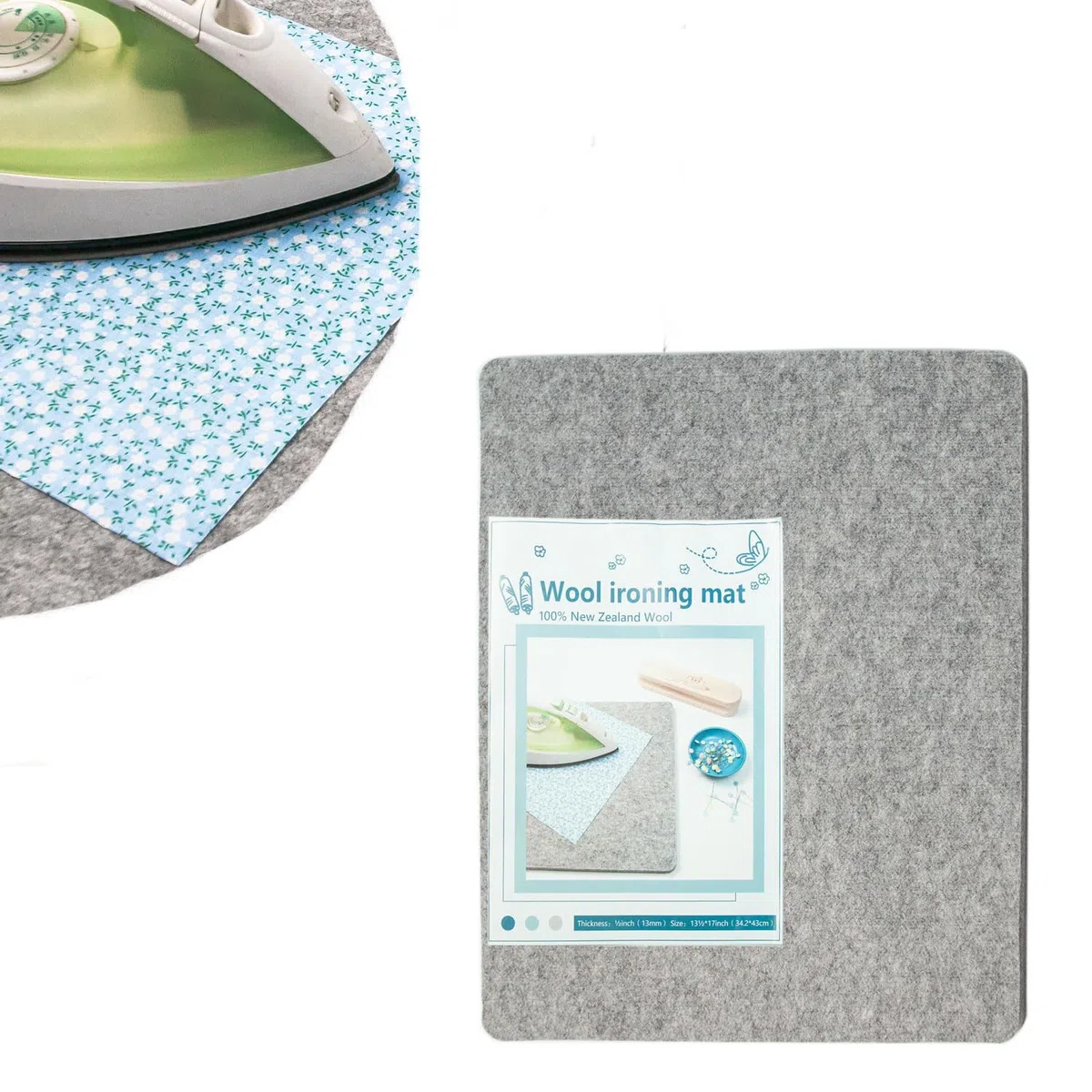 zalati Tappetino in feltro di lana per trapuntatura e stiratura, portatile, facile da premere, mantiene il calore per progetti di cucito, 34,3 x 43,2 cm