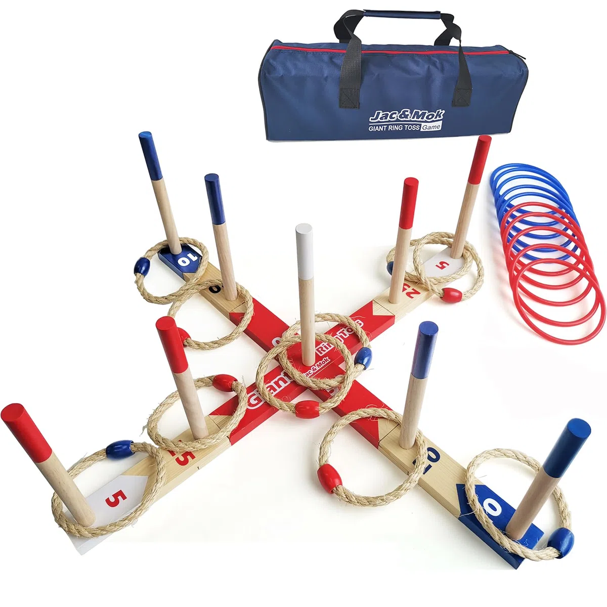 Gioco di lancio ad anelli con anello Toss Game in legno, gioco con borsa per il trasporto