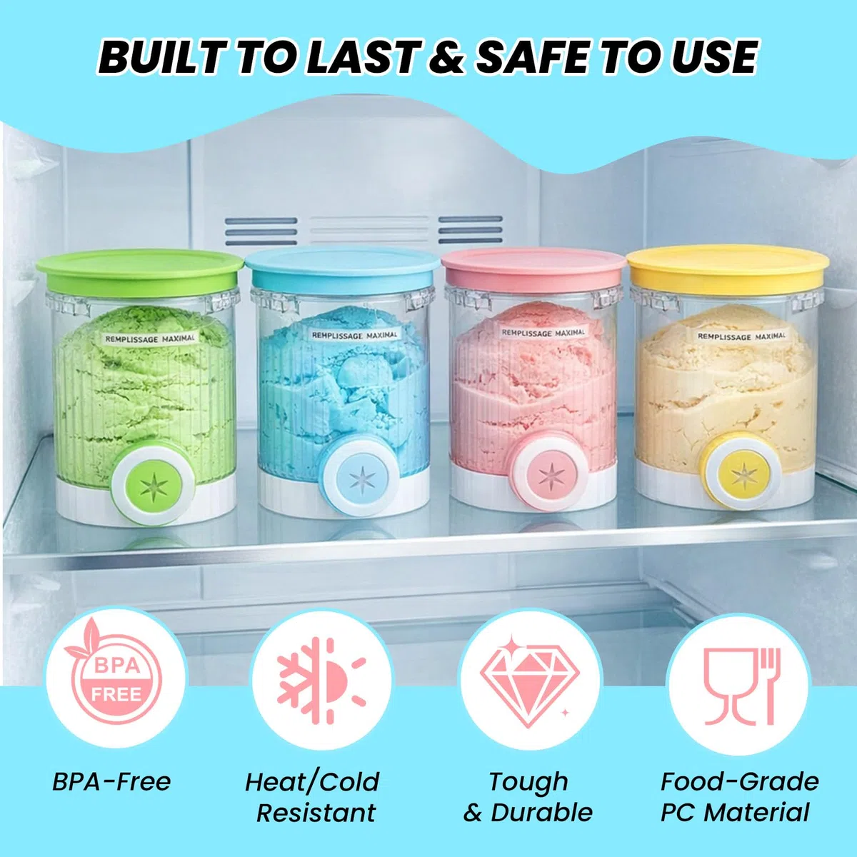 4 Pezzi Contenitori per Gelato, Contenitori per Ninja Creami Swirl, Accessorio per Contenitore per Gelato, per Gelatiere Ninja Creami Serie NC701 e NC700, Lavabile in Lavastoviglie Senza BPA