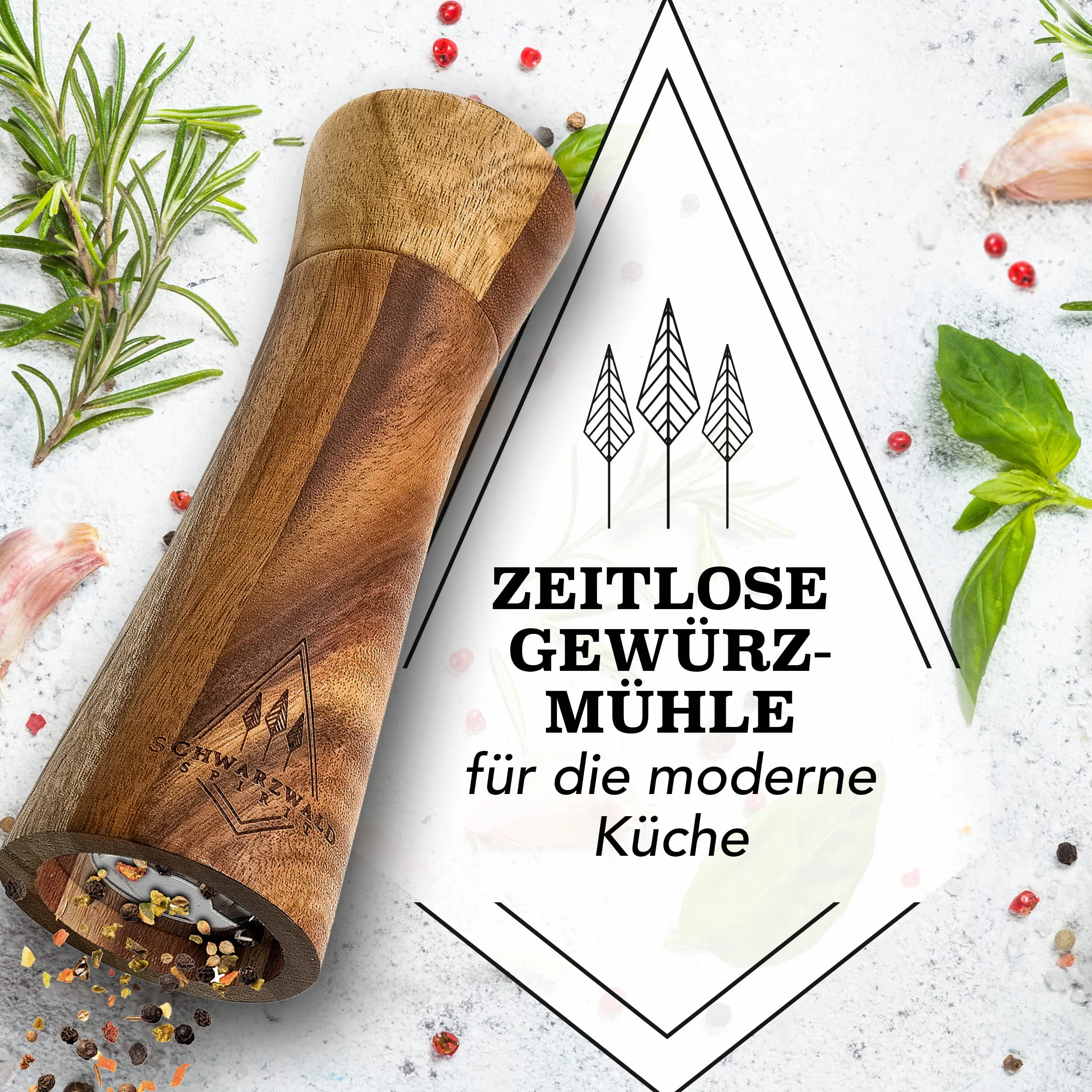 Macinasale e macinapepe in legno con meccanismo in ceramica + pennello per la pulizia gratis - Set saliera e pepiera ricaricabili, Legno, marrone