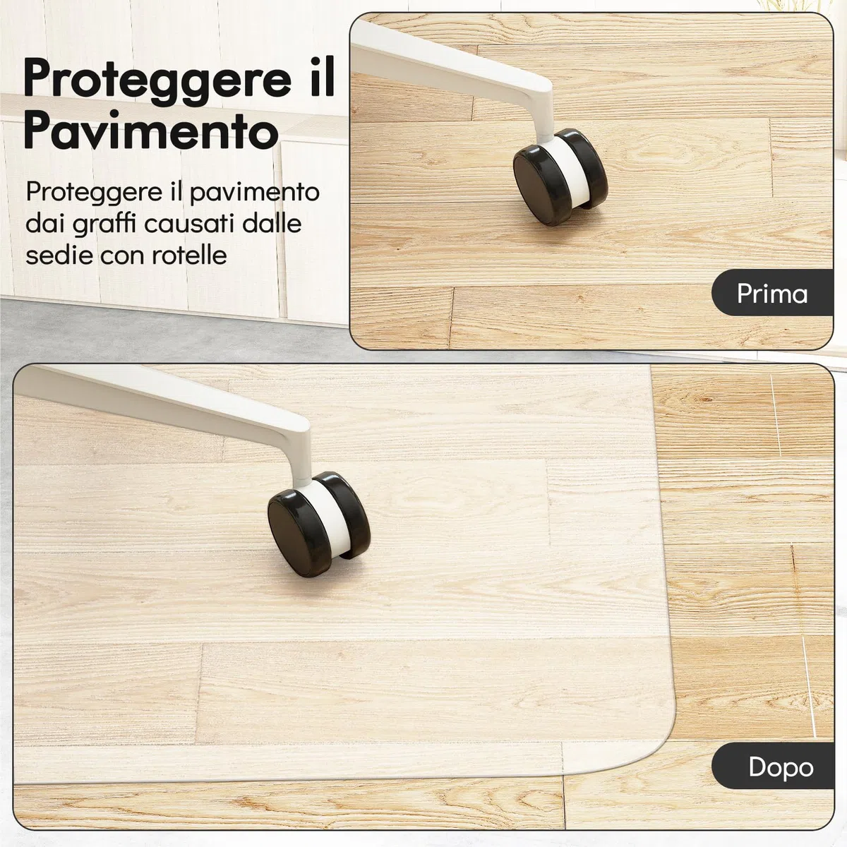 COSTWAY Tappetino per Sedie da Ufficio per Pavimenti in Legno Massello, Tappetino Trasparente in PVC per Sedie con Rotelle, Tappeto Protettivo per Pavimenti (120 x 90 cm)