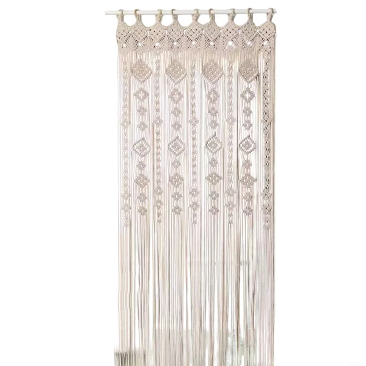 Tenda per porta in corda di cotone intrecciata a mano, 85 x 200 cm, con nappe bohémien, divisorio per casa, matrimonio, parete divisoria (A)